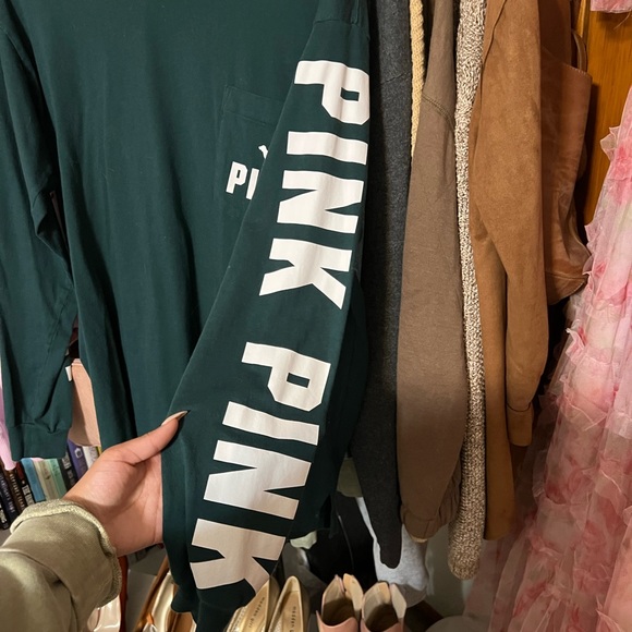 Green Victoria’s Secret PINK Long Sleeve T-Shirt - Picture 3 of 4